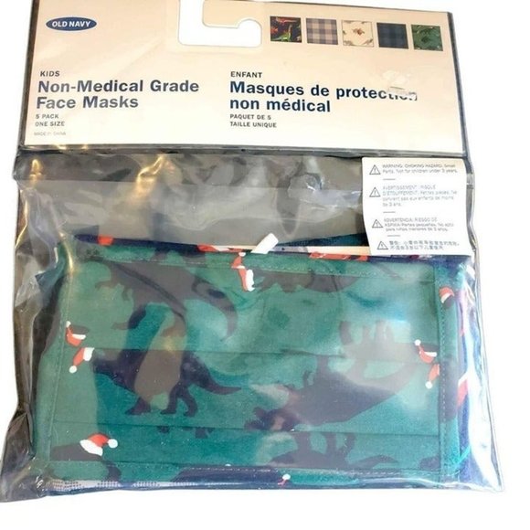 Old Navy Kids Youth Size‎ Christmas Face Masks Dinosaur Plaid Cotton NEW - Picture 6 of 12